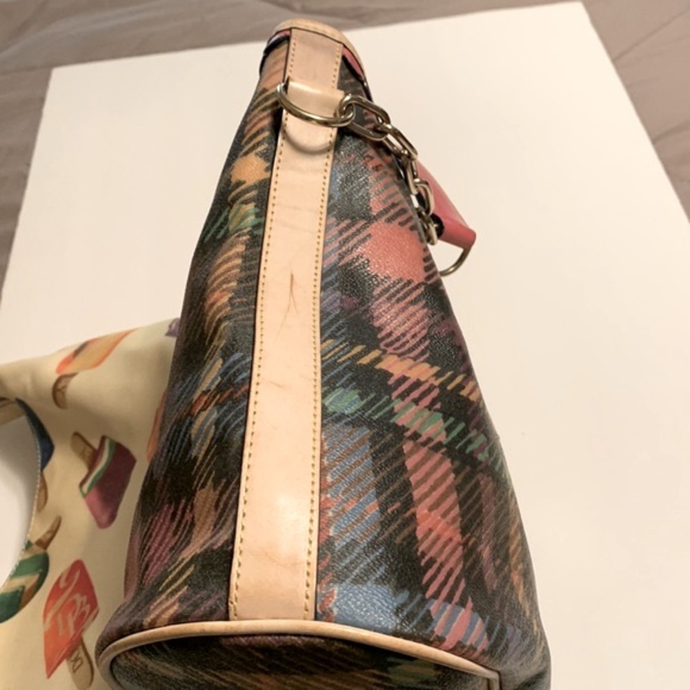 Dooney & Bourke Plaid Shoulder Bucket Chain Handbag - Picture 9 of 12